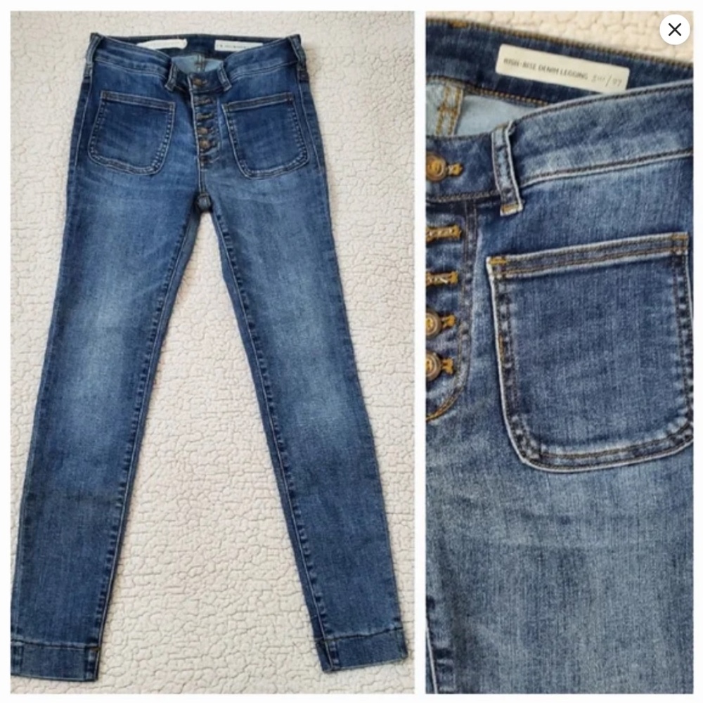 Pilcro and the Letterpress Skinny High Rise Denim Legging Size 28